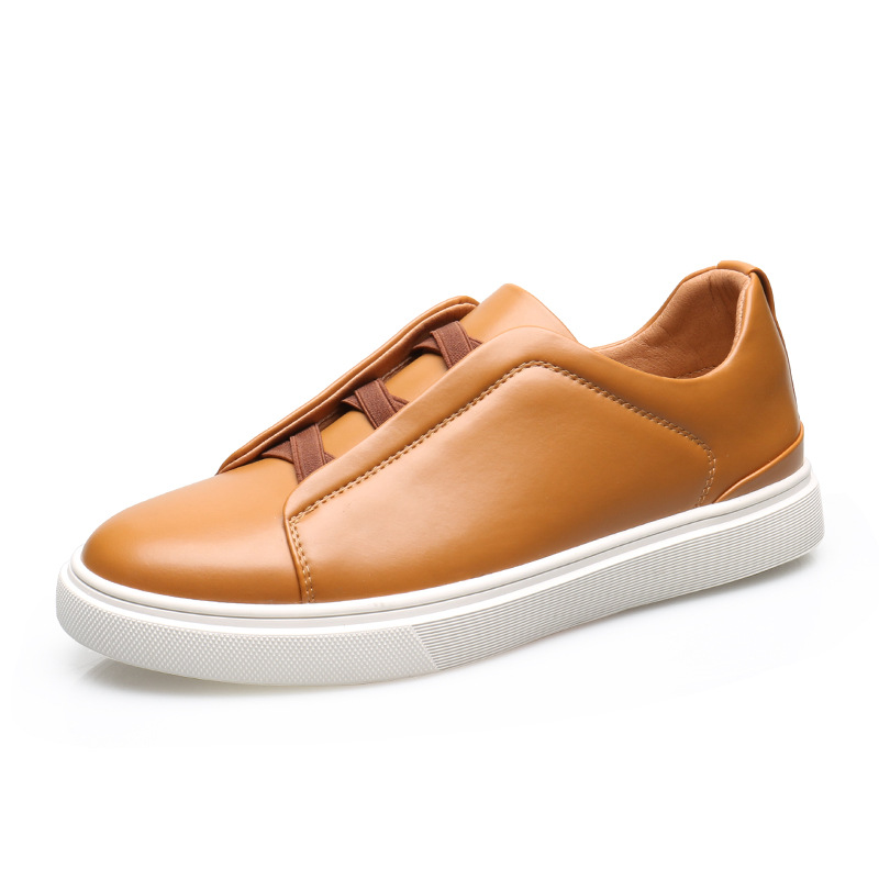 Round head men's board shoes British fashion trend casual sports shoes a slip-on_voghion.com