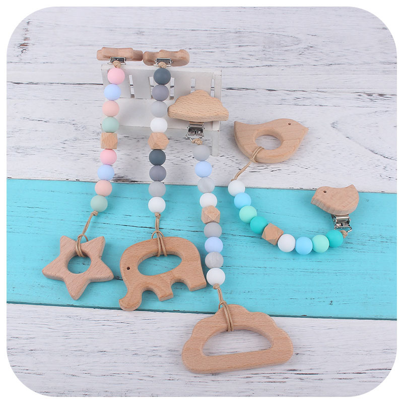 Nuevo bebé calmante silicona chupete cadena teether traje Bebé haya animal chupete clip juguete mordedor