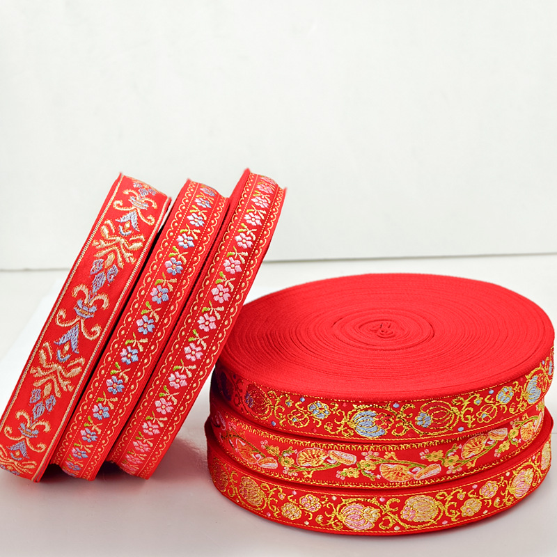 Bordado jacquard bordado cinta cinta encaje estilo étnico Hanfu hifu sofá accesorios de cortina materiales para accesorios para el cabello