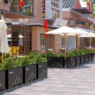 Wrought Iron Flower Box Outdoor Flower Bed Combination Municipal Commercial Street Tree Box Rectangular Flower Trough Finished Flower Stand Flower Bed