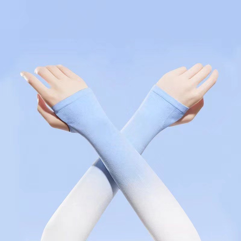 防曬冰袖女漸變色冰絲冰袖套廠家批發防紫外線戶外騎行開車手套袖