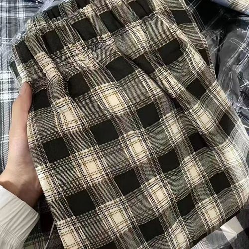 Leggings for Women - Autumn/Winter Korean Style Slim Straight Grid Pants -  New Arrival Thicker Warm Trendy Retro College Style Home Pants