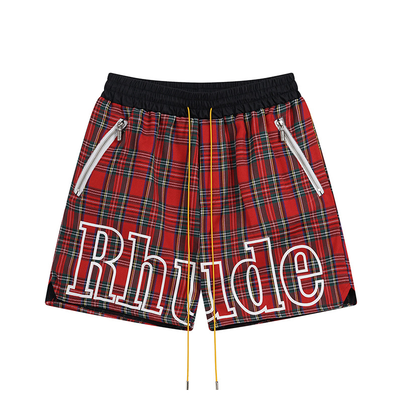 Tendencia europea y estadounidense transfronteriza rhude colección de letras 3M pantalones cortos casuales reflectantes hombres y mujeres pantalones de playa de alta calle estadounidenses