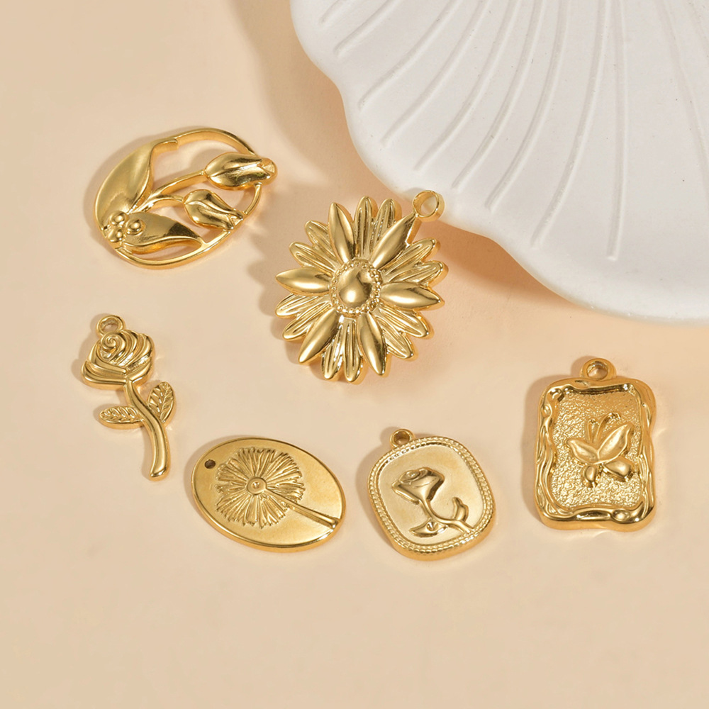 Rose, Flower, Butterfly Pattern 10 PCS/Package Stainless Steel Rose Flower Butterfly Pendant