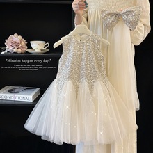 女孩艾莎连衣裙儿童夏季2025亮片头纱女宝美人鱼女宝公主裙鱼尾裙