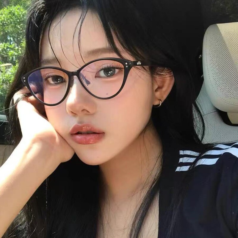 韩版复古黑色大框猫眼眼镜女防蓝光近视度数可配眼睛框架素颜显瘦|undefined