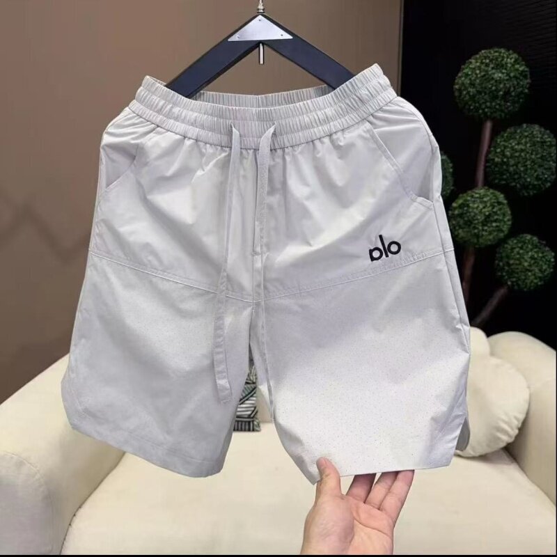 Summer New Style Men's Alo Embroidered Fashionable Loose Breathable Five-Point Shorts Casual Versatile Simple Quick-Dry Shorts