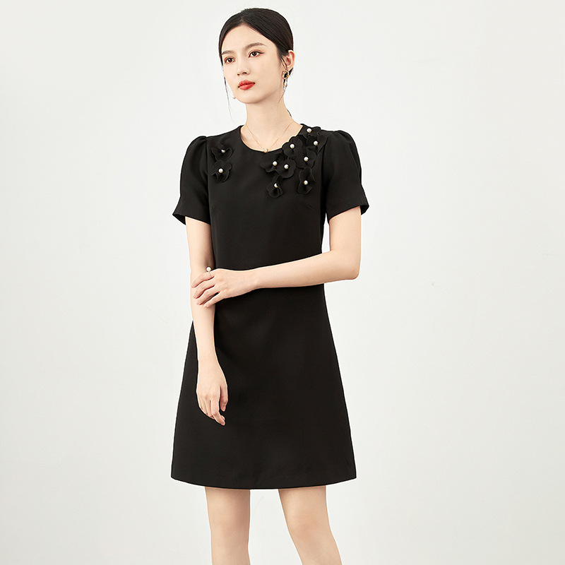 Đầm suông nữ midi hè da đen — 2415605 - Da đen