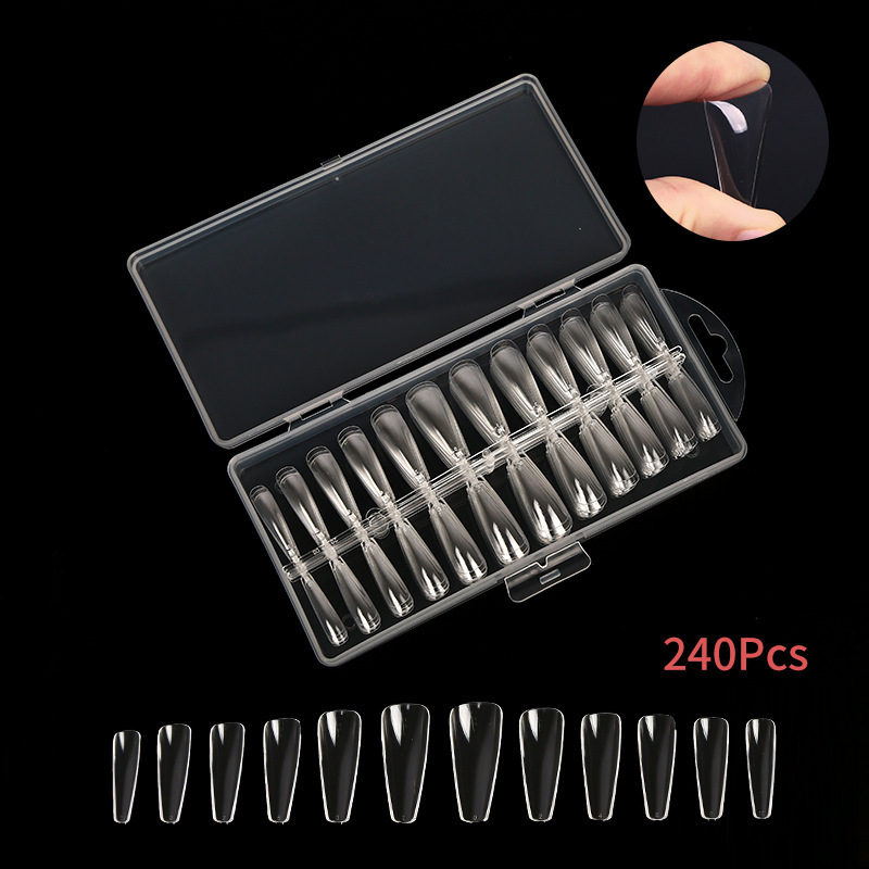 Manicure nail piece wholesale cross-border exclusive 240 pieces non-crease transparent long ballet Nail Box fake nail patch Manicure nail piece wholesale cross-border exclusive 240 pieces non-crease transparent long ballet Nail Box fake nail patch