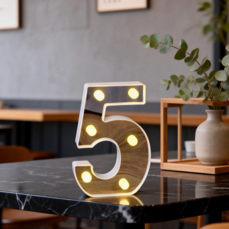 Lámpara LED Decorativa de Letras y Números de Plástico para Fiestas, Cumpleaños y Eventos image 76