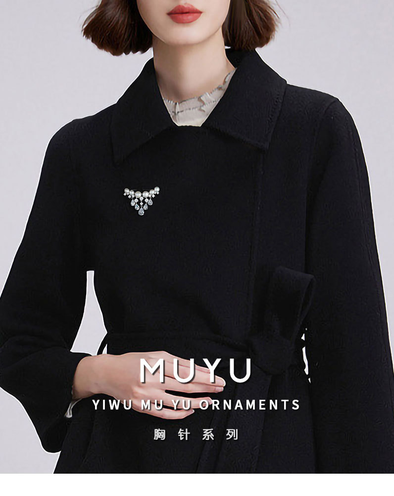 日韩百搭天然淡水珍珠流苏胸针高档精致奢华吊坠别针批