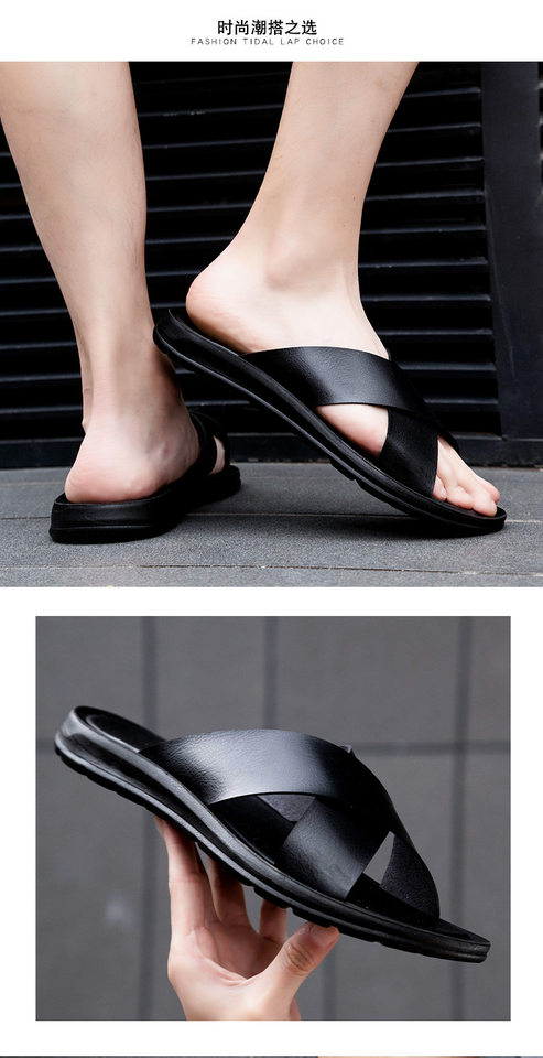 Dép sandal nam quai ngang hở mũi thoáng khí chống trơn trượt — Màu trắng, Nâu Đen, Nền màu nâu xám, Vàng đất chi tiết 12