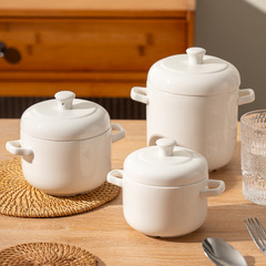 蓋付き二重構造陶器製蒸し器、小スープカップ、燕の巣調理用、滋養補助食品、健康維持用蒸し器、卵蒸し器、健康維持用蒸し器