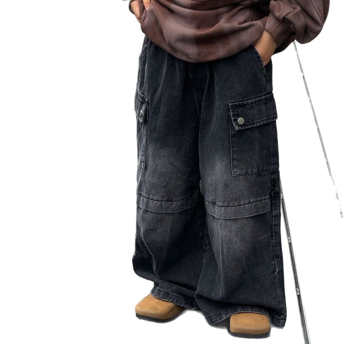 Nuevos pantalones negros para niños, pantalones largos casuales sueltos, pantalones de trabajo coreanos, pantalones jeans para niños image 5