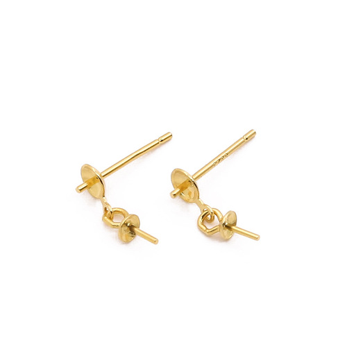 S925 sterling silver bowl earring nail hanging sticky plate DIY earring jewelry material accessories pearl earring needle with empty tray