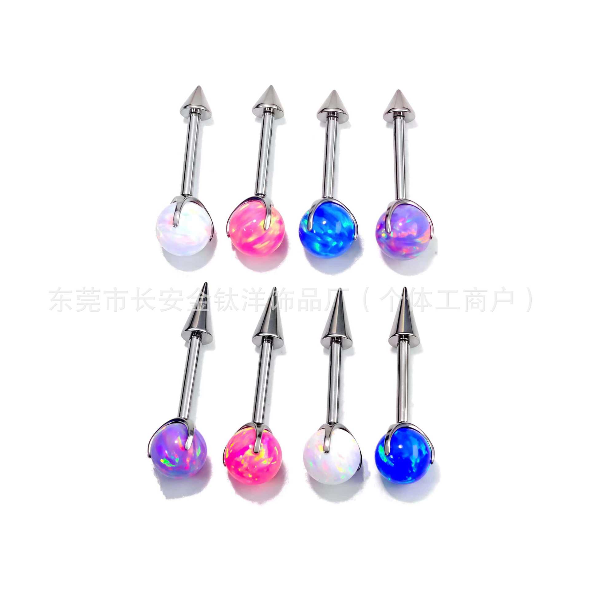 F136 Titanium Internal Thread Ear Bone Stud Opal Ear Stud Devil Ear Bone Stud G23 Titanium Alloy Body Piercing Jewelry detail image 8