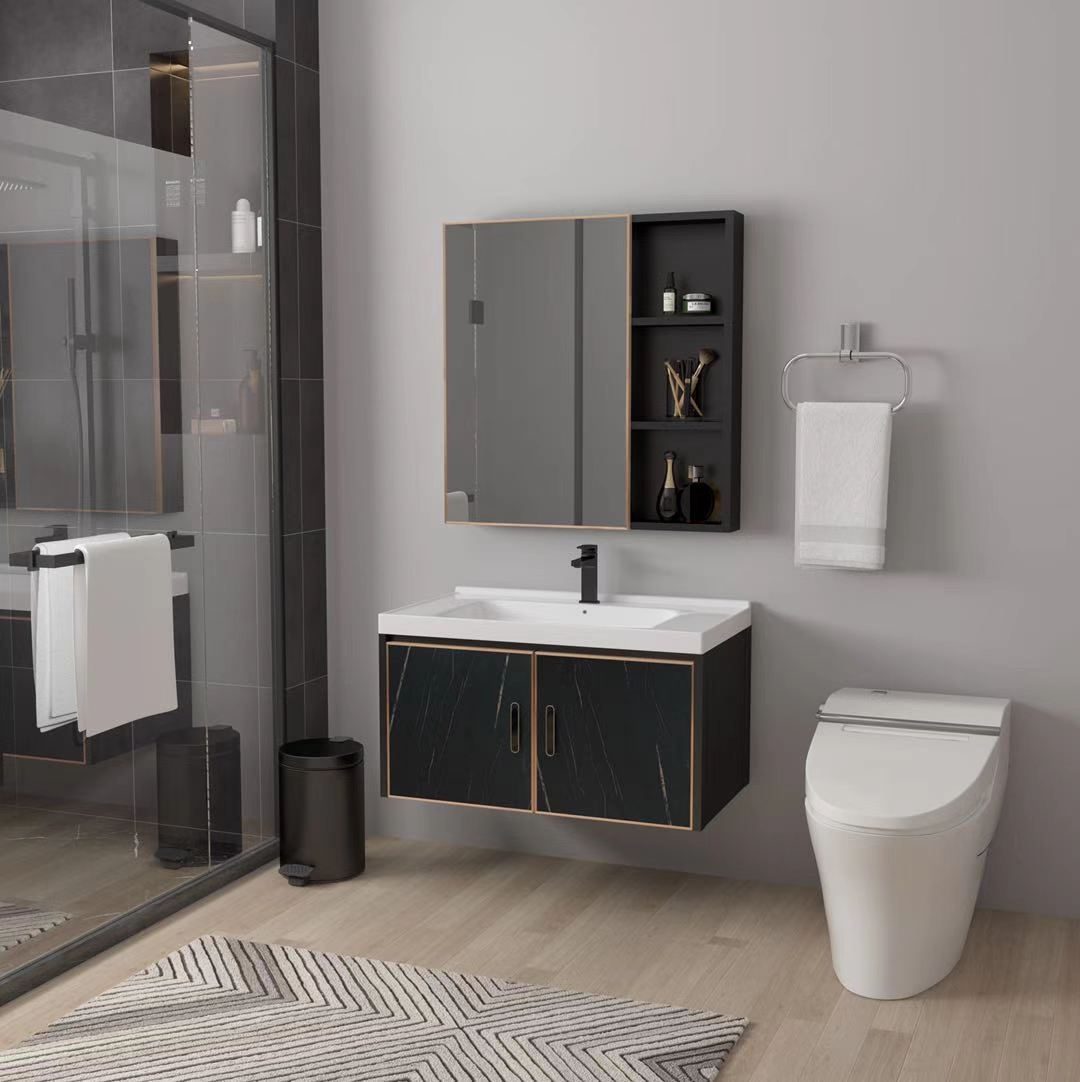 新款岩板太空铝浴室柜卫生间洗手柜组合简约洗脸盆酒店面盆洗漱台|ms