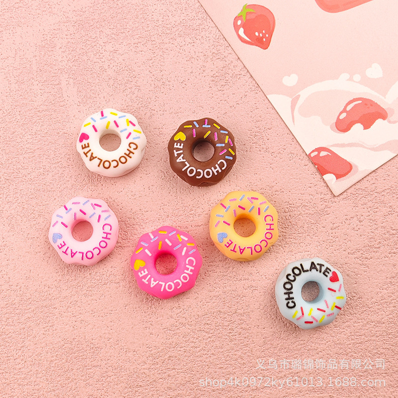 Letter Donut Food Toy DIY Resin Jewelry Accessories Cream Glue Mobile Phone Case Cultural and Creative Hole Shoe Flower Material
