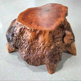 W8实木墩子客厅家用根雕凳子木桩树根造型茶台支架底座配凳原木树