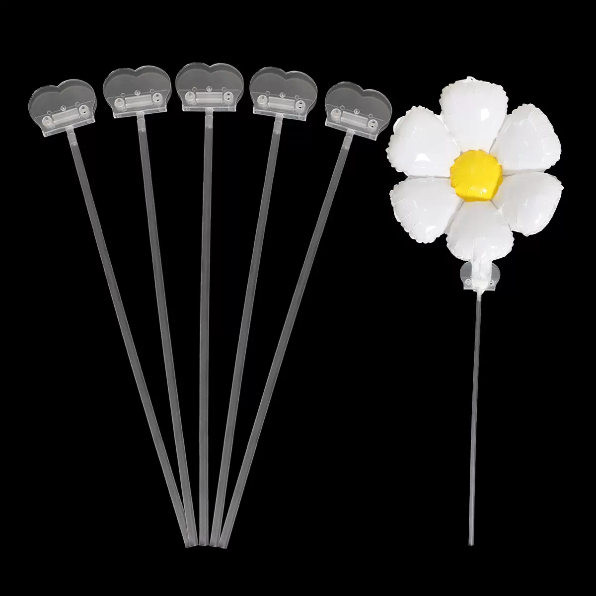 夹片杆子气球夹片跨境批发40cm透明pvc手持夹片铝箔气球杆子