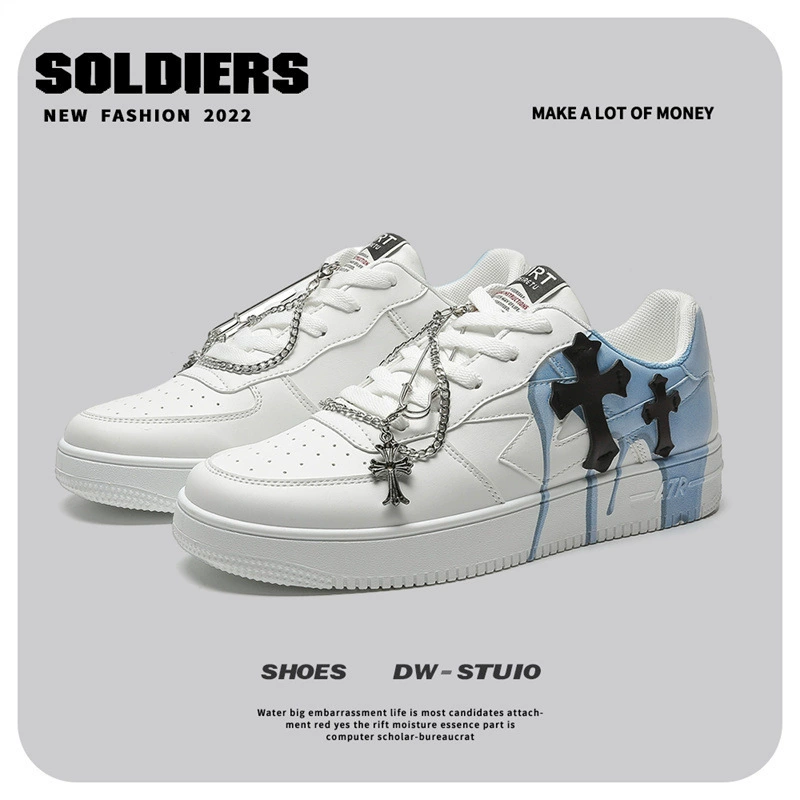 Оригинальные нишевые повседневные мужские кроссовки, белые туфли на толстой подошве в гонконгском стиле, модная мужская обувь, модная обувь, новая тенденция 2024 года.