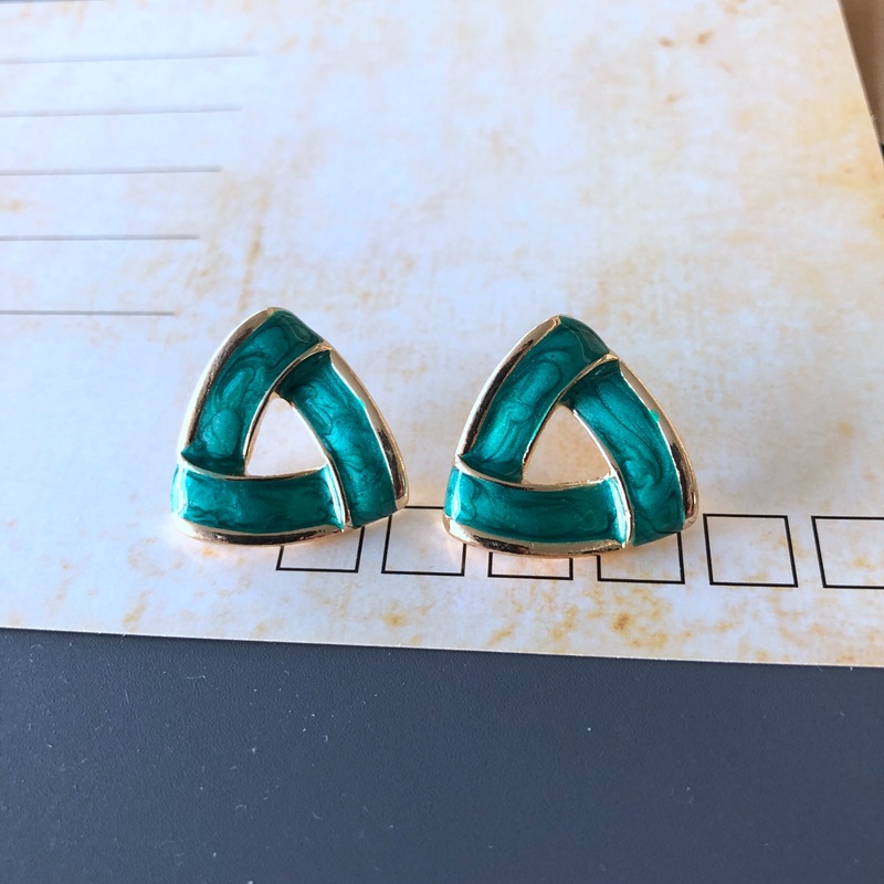 Nihaojewelry Jewelry Wholesale Green Series Enamel Drip Glaze Geometric Stud Earrings display picture 1