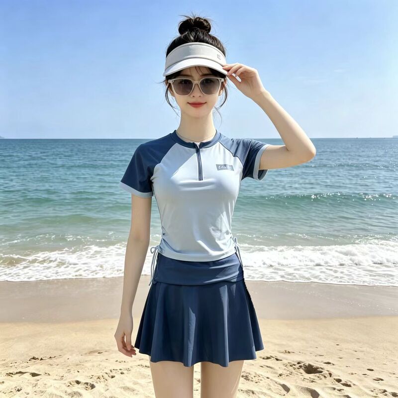 New Style Women's Two-Piece Skirt-Style Young Girl's Sports Casual Active Conservative Slimming Beach Vacation Swimsuit Wholesale
