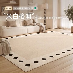 カーペット リビングルーム 防水性と防汚性 新しいフレンチクリームスタイル 洗濯不要で拭き取り可能な寝室のベッドサイドカーペット ソファ コーヒーテーブル フロアマット