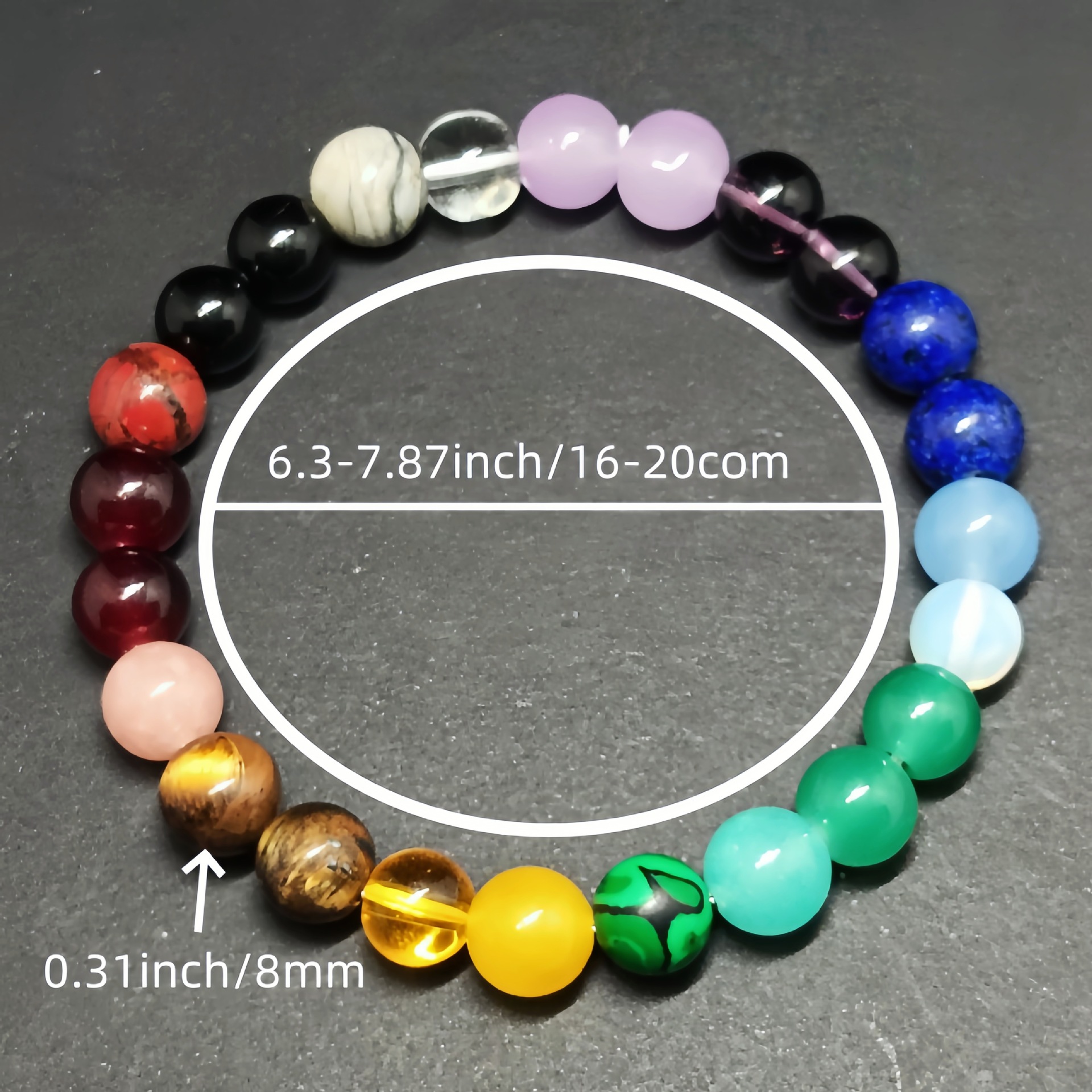 Natural Stone Charm Bracelet With Citrine Garnet And Malachite_voghion.com