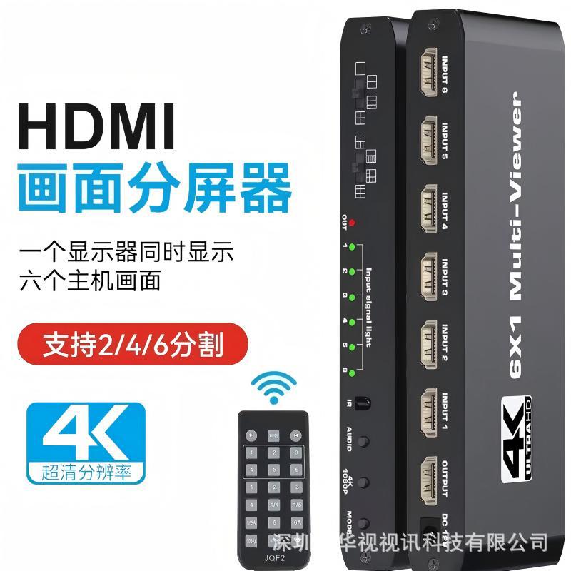 Divisor HDMI 6 en 1 de 4K para 6 pantallas, conmutador de pantalla sin interrupciones de alta definición 6x1, divisor de alta definición para 6 pantallas