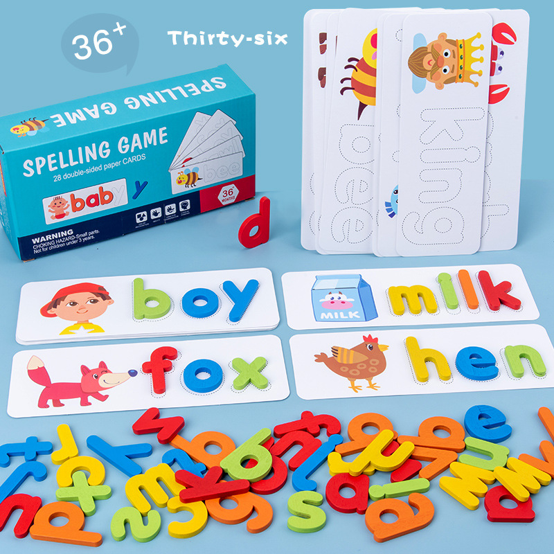 Children's early education spelling word game English letters cognition kindergarten Enlightenment puzzle Montessori puzzle wooden toys