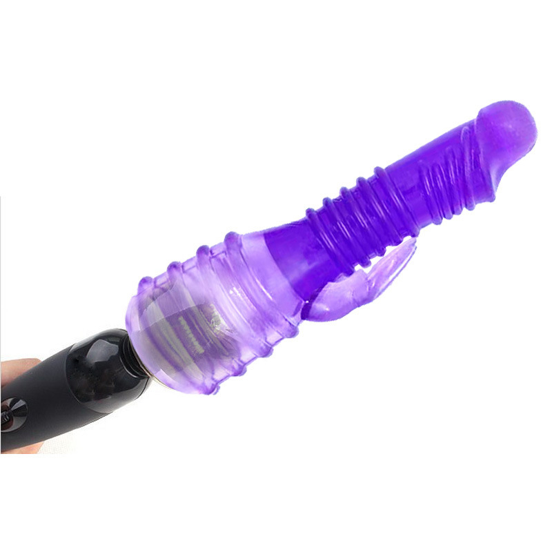 Jumping Egg Headgear Vibrator Accessory with Extended Clitoral Tongue, Purple Soft Silicone — detail image 4