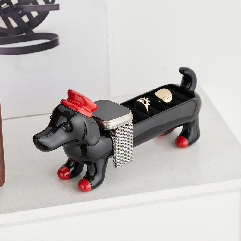 Creative Cute Dachshund Dog Shape Watch Jewelry Storage Living Room Study Dressing Table Decoration Resin Decorative Ornaments Creative Cute Dachshund Dog Shape Watch Jewelry Storage Living Room Study Dressing Table Decoration Resin Decorative Ornaments