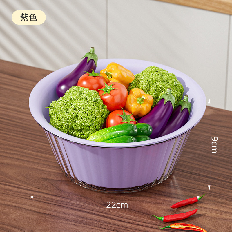 Nuevo fregadero de verduras de doble capa, plato de frutas de plástico para el hogar, cocina gruesa, filtro de agua multifuncional, canasta de lavado de arroz azul