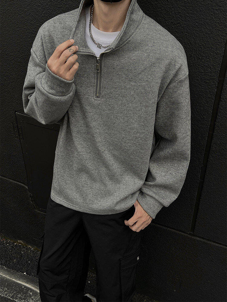 Herr half-zip sweatshirt med fleece i höst och vinter_voghion.com