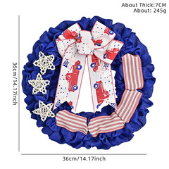 New Product USA Independence Day Family Door Hanging Decor White Pentagon Star Red, Blue, and White Bow Independent Day Fabric wreath