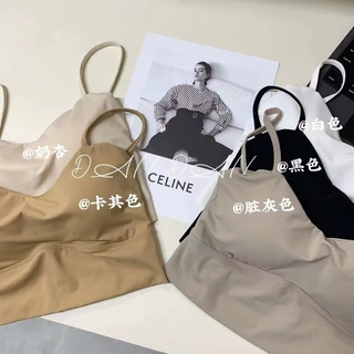 新款性感冰丝吊带内衣百搭外穿交叉固定胸垫透气舒适打底少女美背