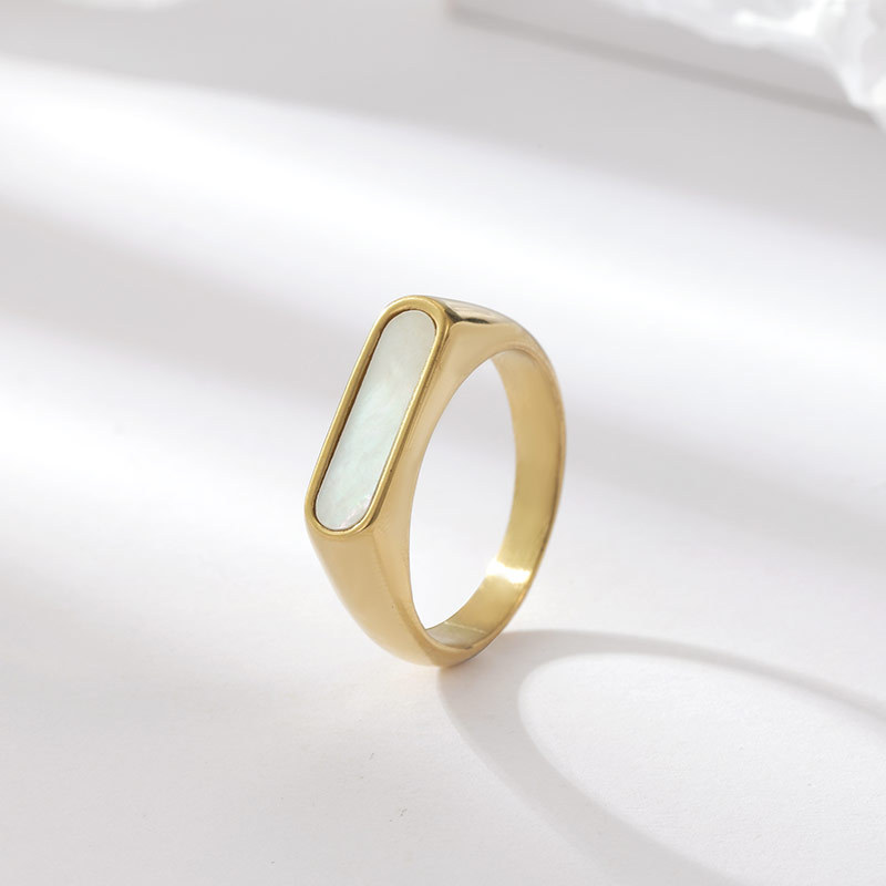 Trend fashionable retro rectangular geometric elegant ring stainless…