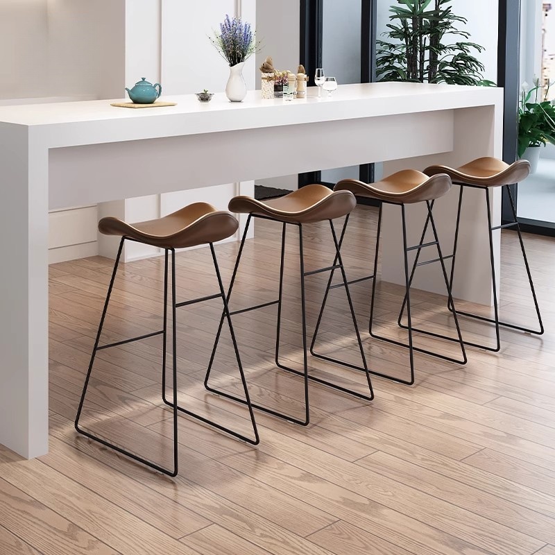 Nordic Bar Chair Modern Minimalist Iron Art Home High-Back Chair Internet Celebrity Clothing Milk Tea Shop Photo Stool