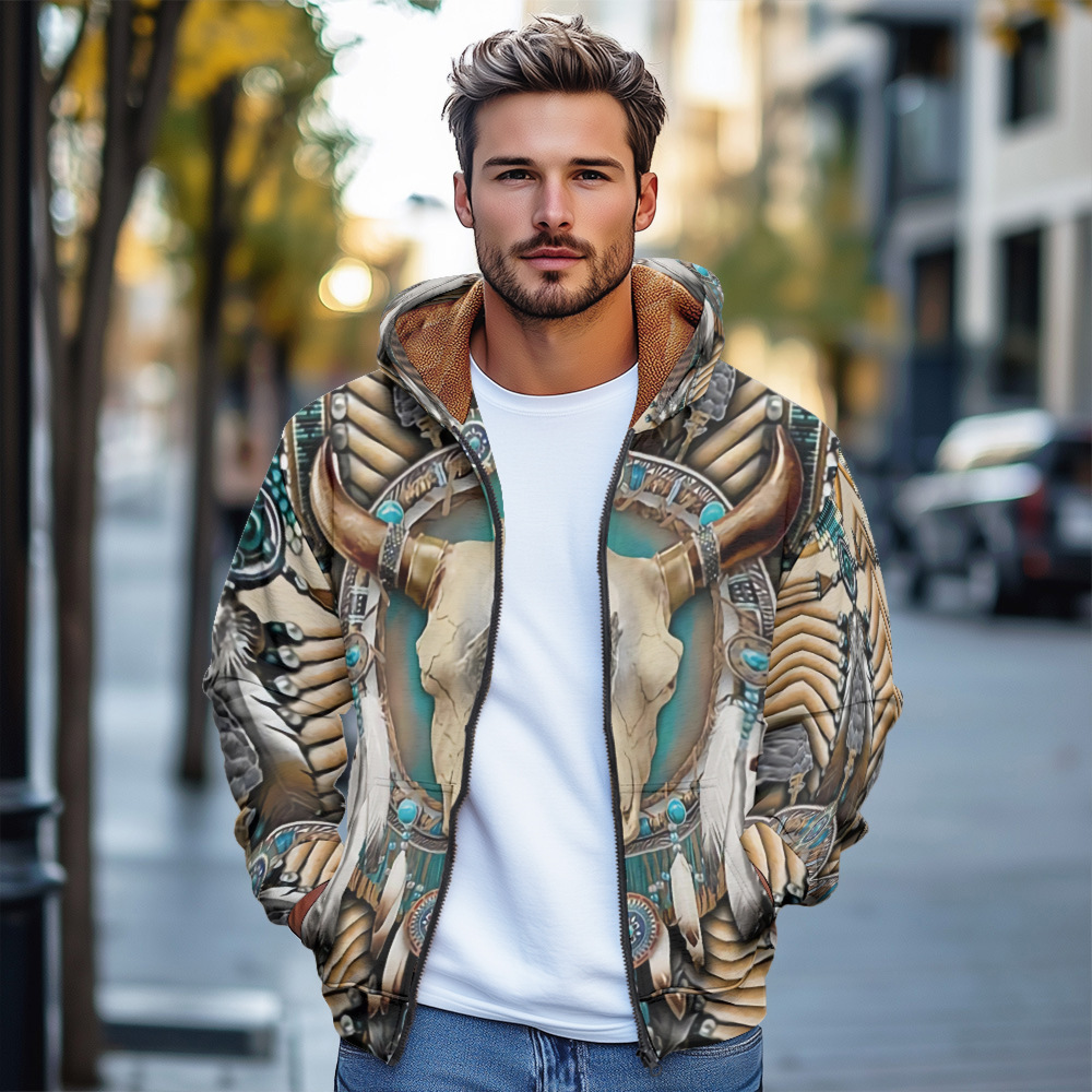 Alta calidad otoño e invierno suéter con capucha para hombre tendencia 3d animal estampado con capucha con cremallera chaqueta MF12