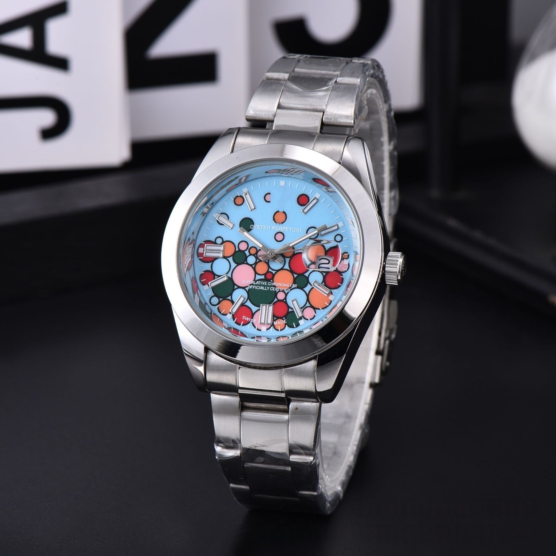 2025 Cross-Border Laojia Couple Model Business Laojia 3-Pin Quartz Steel Band Watch Manufacturer Supply Watch Quartz Watch
