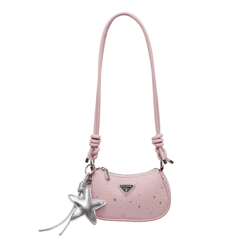 Bolso pequeño simple para mujeres 2026 verano nuevo estilo sensación de mochila de hombro sensación de moda diaria estrella remachada bolso pequeño