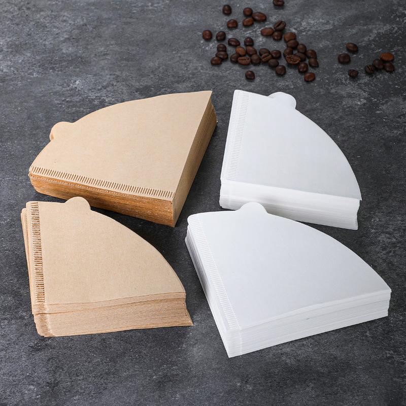 咖啡过滤纸美式咖啡机扇形锥形滤纸白色原木浆咖啡滤纸V60滤网