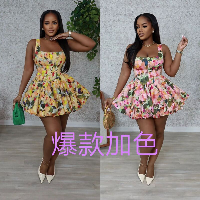 Y6057 European and American Women's 2025 New Summer Sling Princess Bubble Skirt Amazon AliExpress Hot Selling Y6057 European and American Women's 2025 New Summer Sling Princess Bubble Skirt Amazon AliExpress Hot Selling