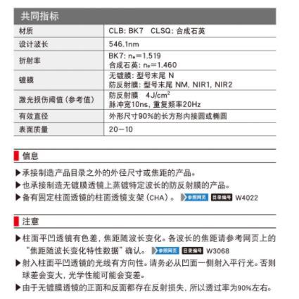 OptoSigma西格玛光机 CLSQ-2020-250N 平凹柱面透镜