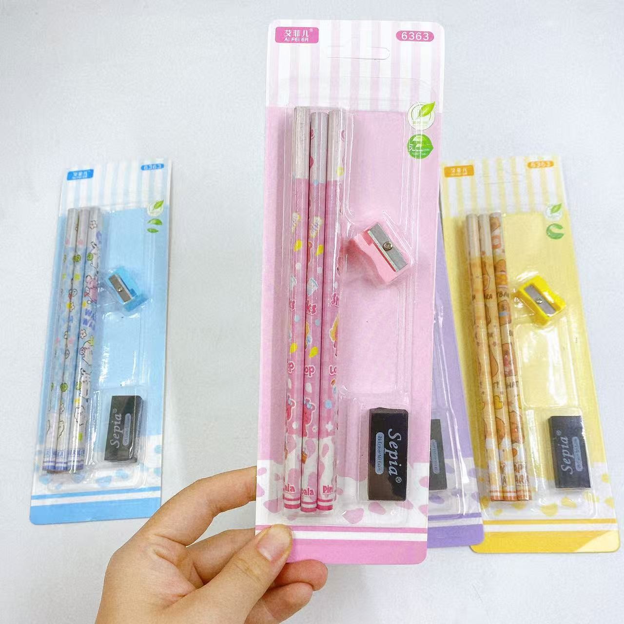 Kit de materiales escolares HB Pencil 6 paquetes de papelería infantil al por mayor para escribir, dibujar y dibujar lápiz al por mayor