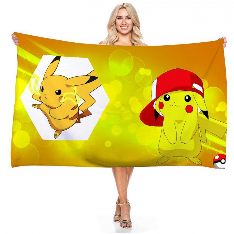 Foreign trade Pikachu pet elf series two digital printing rectangular beach towel bath towel non-stick sand Foreign trade Pikachu pet elf series two digital printing rectangular beach towel bath towel non-stick sand