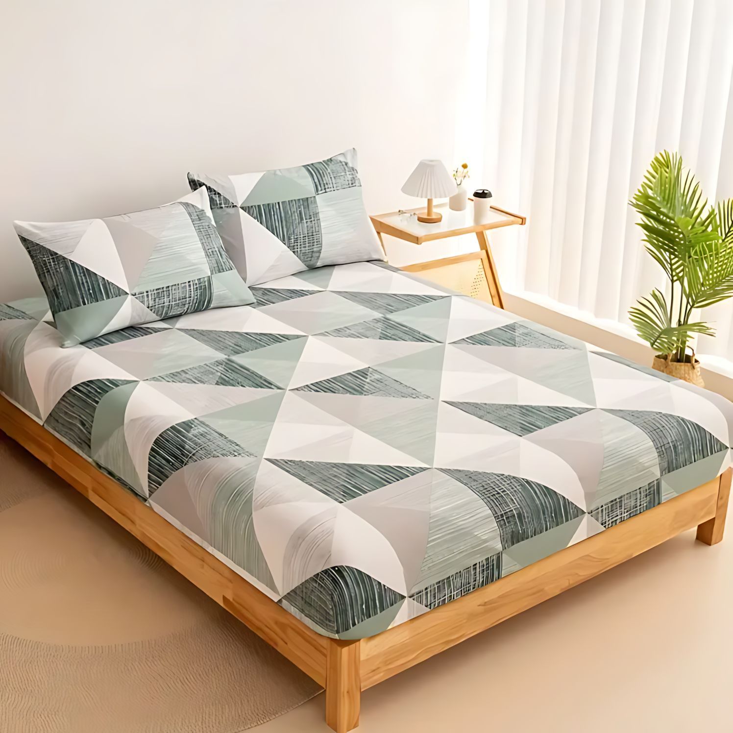 TEMU / JIT triángulo geométrico impresión digital 3D suave cama cómoda camisa colchón set de ropa de cama