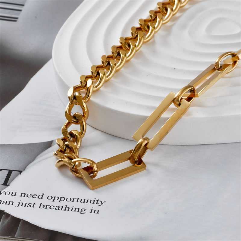 Hip Hop Fashion Stainless Steel Clavicle Chain stitching chain necklace