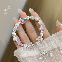 純銀 999.9 全国トレンド新中国風十二花神エナメル蝶キャッツアイシルバーブレスレットブレスレットエスニックスタイルギフト